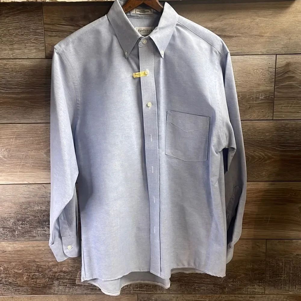 Vanheusen Mens Wrinkle Free Long Sleeve Dress Shirt 16 1/2 32/33
